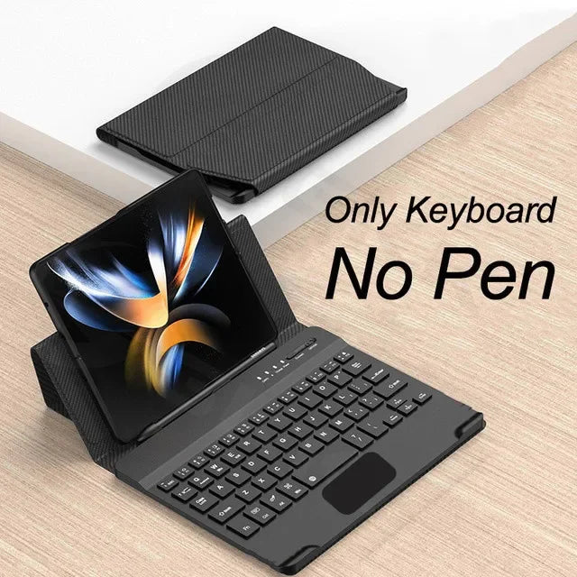PU Leather Wireless Keyboard Fold Case for Samsung Galaxy Fold Z Fold6 5 4 3 2 1 Magnetic Fold Stand Cover Trackpad Keyboard