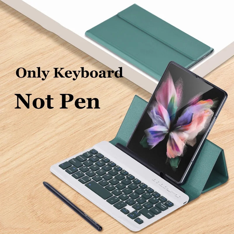 Wireless Keyboard Case for Samsung Galaxy Z Fold 3 Z Fold 4 Z Fold5 5G 2 1 Magnetic Detachable Bluetooth Keyboard Flip Leather