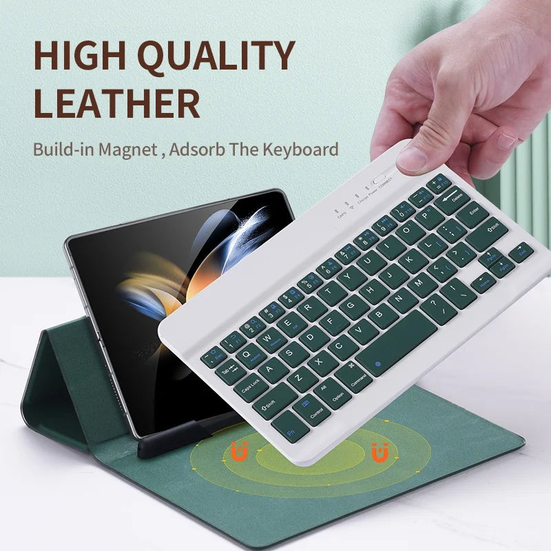 Wireless Keyboard Case for Samsung Galaxy Z Fold 3 Z Fold 4 Z Fold5 5G 2 1 Magnetic Detachable Bluetooth Keyboard Flip Leather