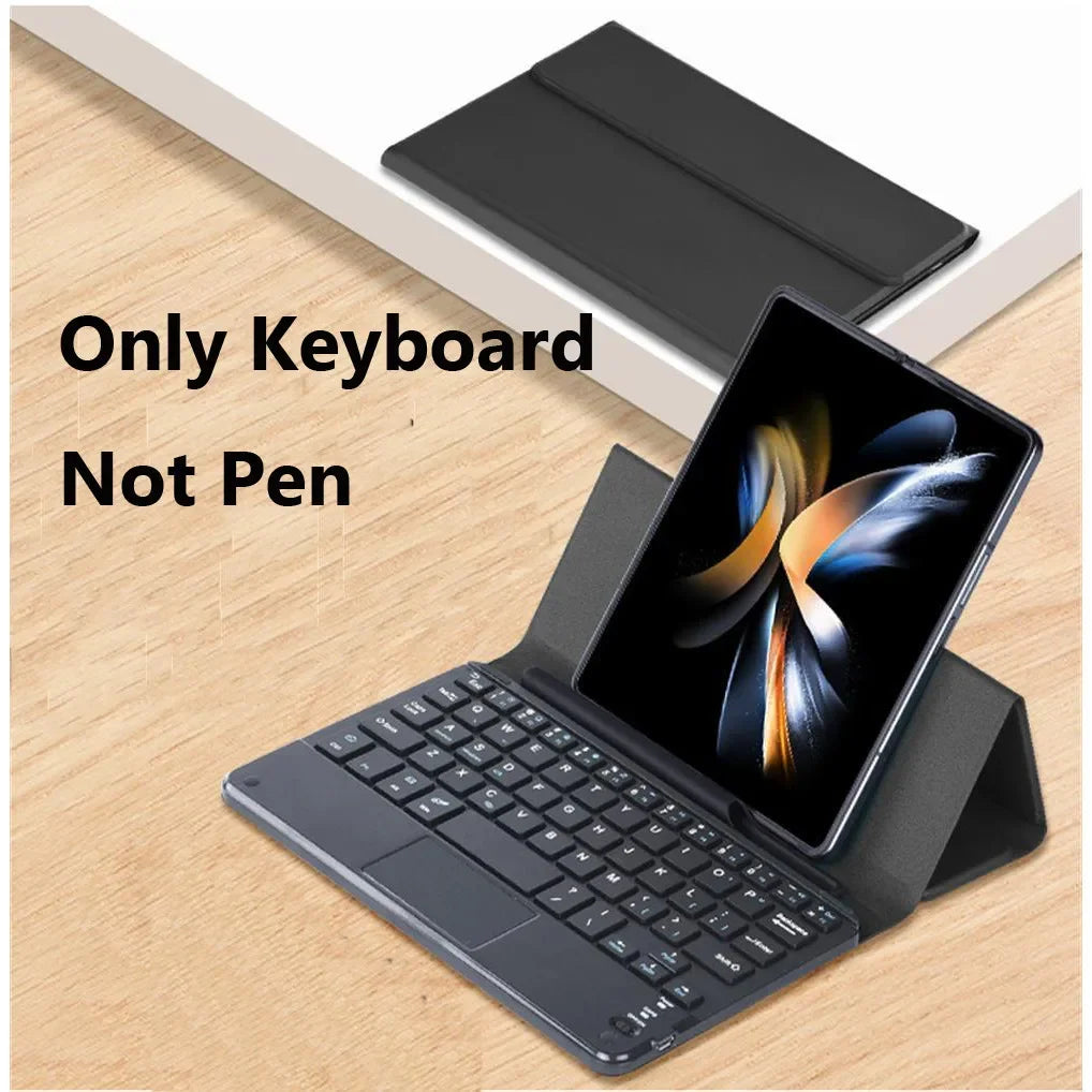 PU Leather Wireless Keyboard Fold Case for Samsung Galaxy Fold Z Fold6 5 4 3 2 1 Magnetic Fold Stand Cover Trackpad Keyboard