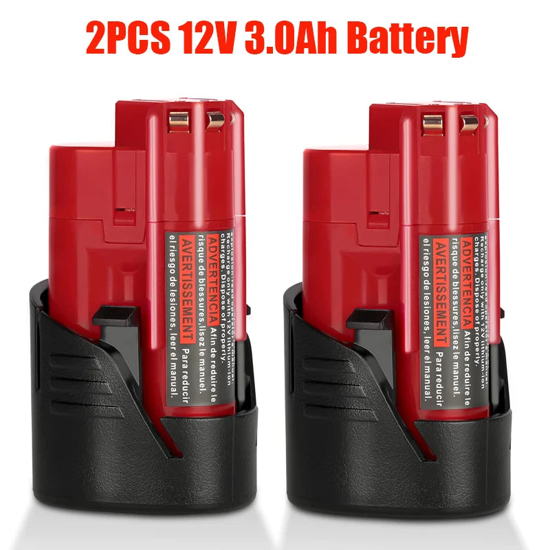 For Milwaukee M12 Battery 12V 3/6.5/9.5Ah Compatible with Milwaukee M12 XC 48-11-2410 48-11-2420 48-11-2411 Cordless Tool 2 Pack