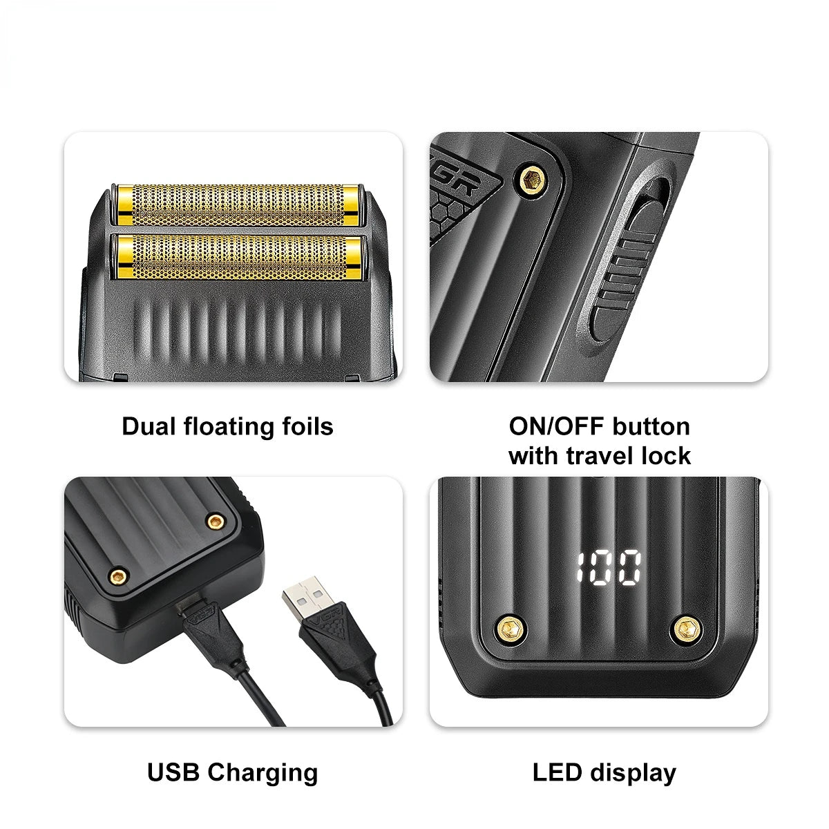 VGR Shaver Professional Razor Rechargeable Beard Trimmer Electric Hair Trimmers Reciprocating Shaving Machine for Men V-363