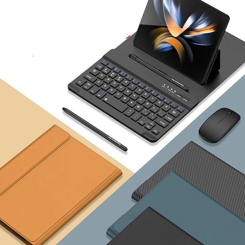 With Pen Wireless Mouse keyboard Case For Samsung Galaxy Z Fold 6 5 4 3 2 Leather Touch Magnetic keyboard Cover For OnePlus Open