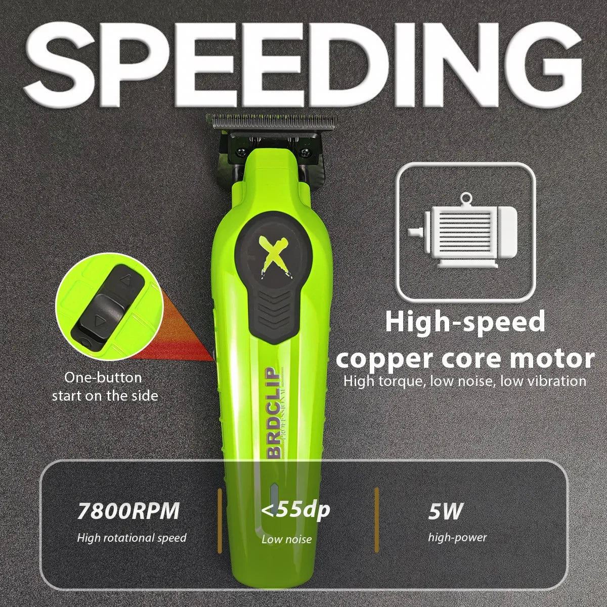 New 2024 BRDCLIP FA1T Green Professional Hair Trimmer Barber Carving Gradient Finish Machine Electric Clipper with Charger Stand
