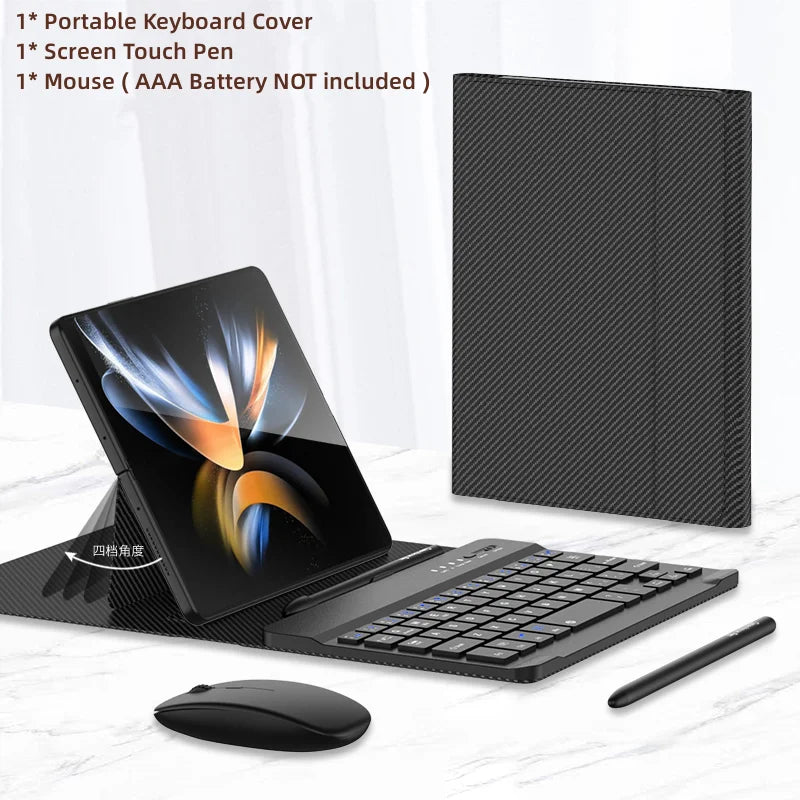 Wireless Keyboard and Mouse Case For Samsung Galaxy Z Fold SE 6 Slim 5 4 3 Magnetic Folding Flip Leather Keyboard Cover With Pen