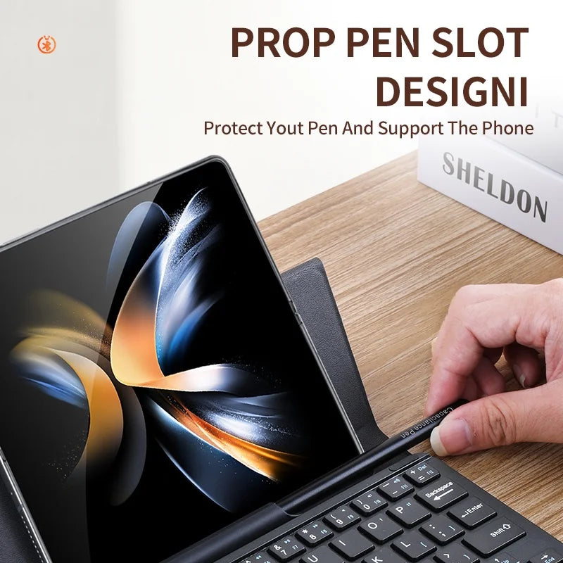 Wireless Keyboard Case for Samsung Galaxy Z Fold 3 Z Fold 4 Z Fold5 5G 2 1 Magnetic Detachable Bluetooth Keyboard Flip Leather
