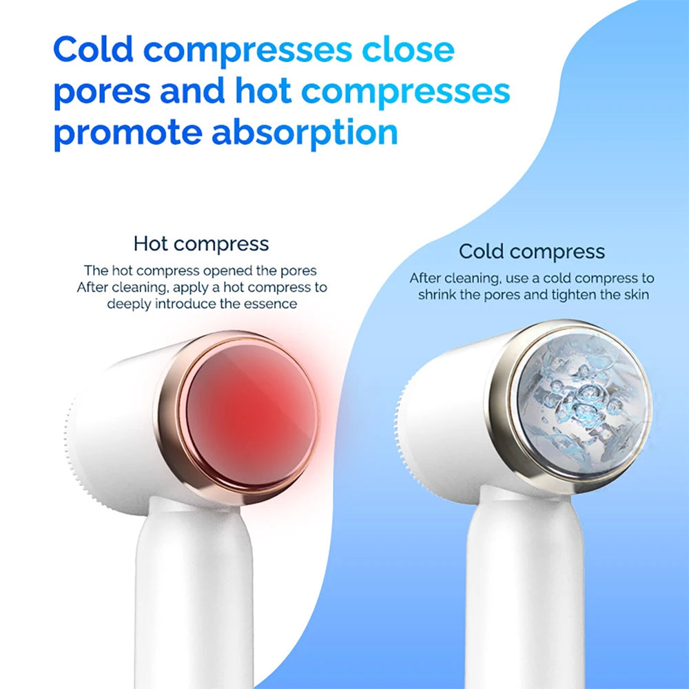 Face Cleaning Machine With 6 Heads Hot Cold Function Brush Instrument Waterproof Facial Cleanser Device Deep Skin Beauty Care