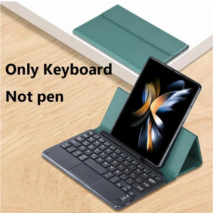 PU Leather Wireless Keyboard Fold Case for Samsung Galaxy Fold Z Fold6 5 4 3 2 1 Magnetic Fold Stand Cover Trackpad Keyboard