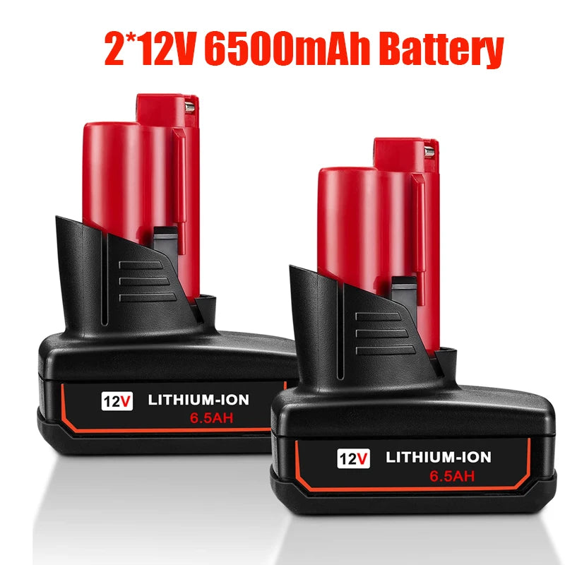 For Milwaukee M12 Battery 12V 3/6.5/9.5Ah Compatible with Milwaukee M12 XC 48-11-2410 48-11-2420 48-11-2411 Cordless Tool 2 Pack