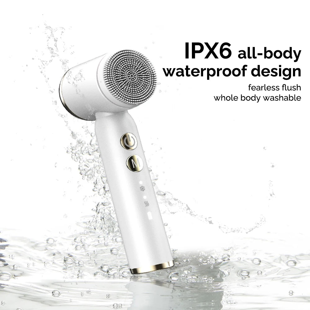 Face Cleaning Machine With 6 Heads Hot Cold Function Brush Instrument Waterproof Facial Cleanser Device Deep Skin Beauty Care