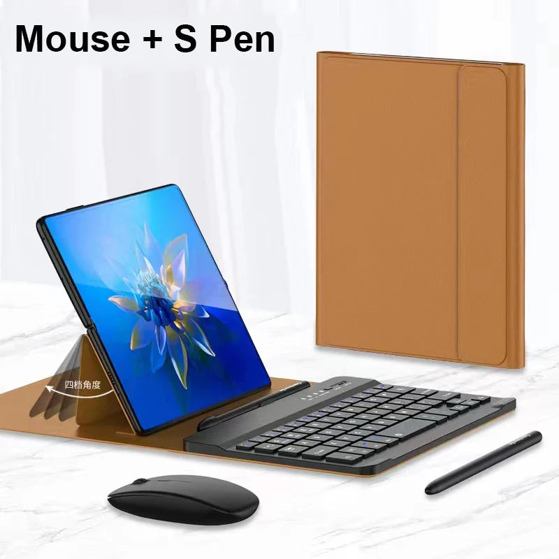 With Pen Wireless Mouse keyboard Case For Samsung Galaxy Z Fold 6 5 4 3 2 Leather Touch Magnetic keyboard Cover For OnePlus Open