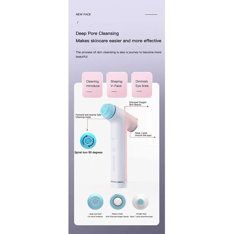 NewFace Portable Cuidado De La Cara Piel Facial Cleanser Blackhead Remover Massage Brush Exfoliating Beauty Skin Scrubber Device