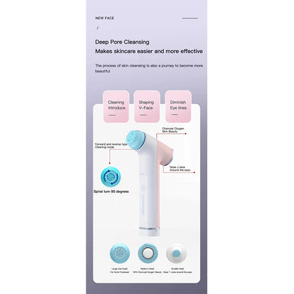 NewFace Portable Cuidado De La Cara Piel Facial Cleanser Blackhead Remover Massage Brush Exfoliating Beauty Skin Scrubber Device
