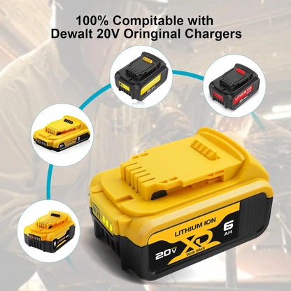 New DCB200 20V 4Ah/6Ah/12Ah Lithium Replacement Battery For Dewalt 18V DCB200 DCB180 DCB181 DCB182 DCB184 DCB201 DCB206