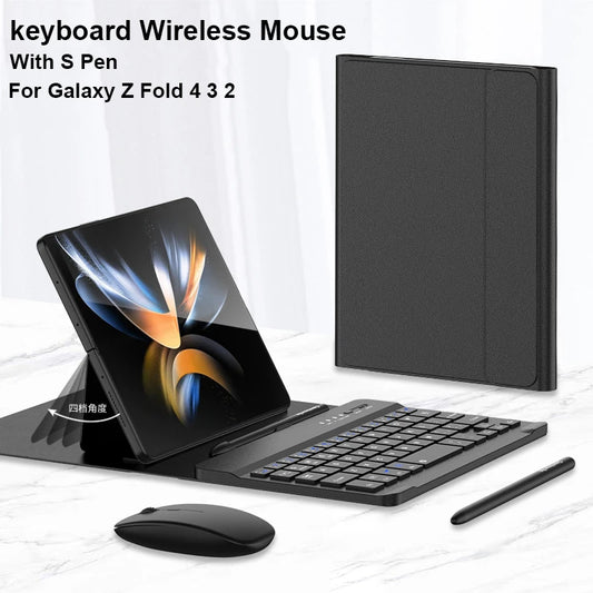 With Pen Wireless Mouse keyboard Case For Samsung Galaxy Z Fold 6 5 4 3 2 Leather Touch Magnetic keyboard Cover For OnePlus Open