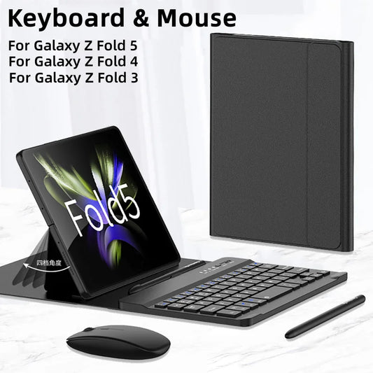 Wireless Keyboard and Mouse Case For Samsung Galaxy Z Fold SE 6 Slim 5 4 3 Magnetic Folding Flip Leather Keyboard Cover With Pen