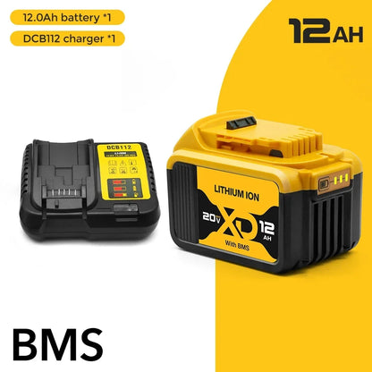 New DCB200 20V 4Ah/6Ah/12Ah Lithium Replacement Battery For Dewalt 18V DCB200 DCB180 DCB181 DCB182 DCB184 DCB201 DCB206