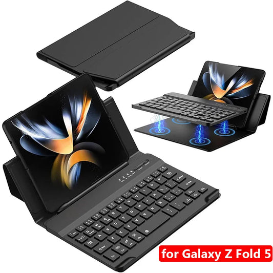 Wireless Keyboard Case for Samsung Galaxy Z Fold 3 Z Fold 4 Z Fold5 5G 2 1 Magnetic Detachable Bluetooth Keyboard Flip Leather