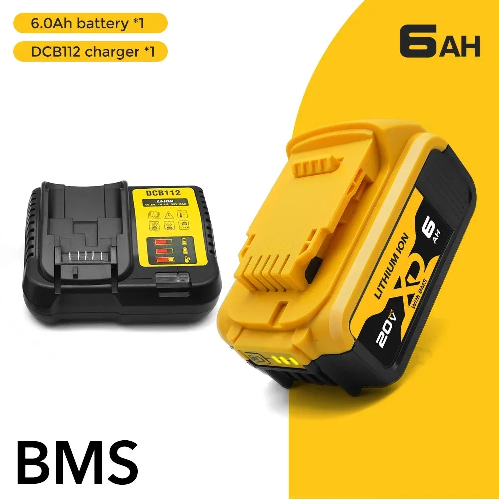 New DCB200 20V 4Ah/6Ah/12Ah Lithium Replacement Battery For Dewalt 18V DCB200 DCB180 DCB181 DCB182 DCB184 DCB201 DCB206